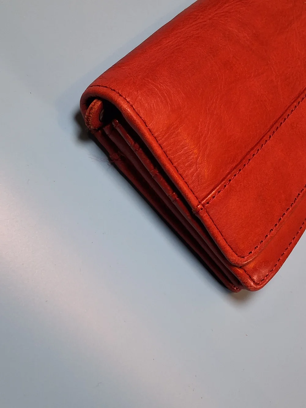 Sag Harbor Red Leather Clutch Wallet with Metal Logo